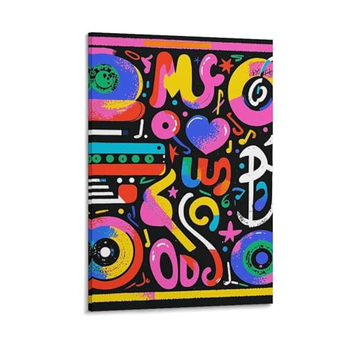 Toile murale graffiti musique avec cadre 50x75 cm pour salon moderne