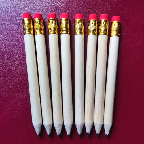 NUOBESTY 50 lápices cortos HB con borrador rojo miniatura 5