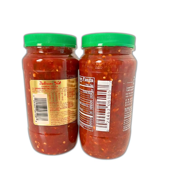 Miniatura 2 de Salsa de pasta de chile picante - Ajo Chili 18oz Sambal Oelek 18oz Paquete de 2 unidades