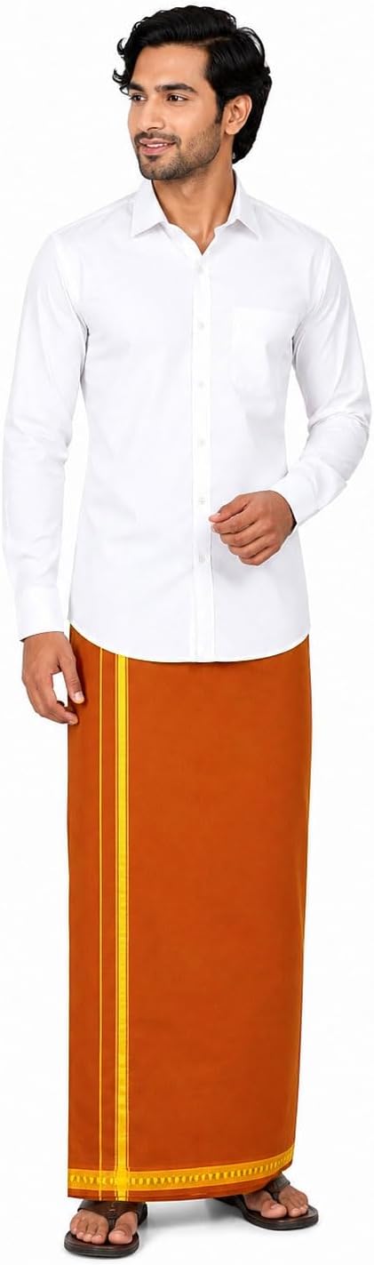 Fancy Border Colored Single Layer Pentex Dhoti Mundu Vesti 2.0mts