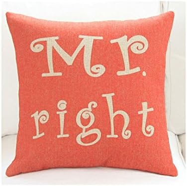 Cartoon Mr Right and Mrs Always Right Cotton and Linen Pillowcase Pillows on the Sofa/waist Pillow Car Cushion Christmas Gift Decorative Pillowcase Pillow Cover One Set (red)