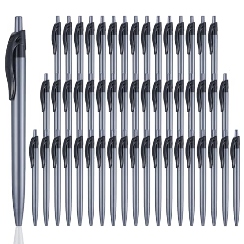 Retractable Black Ballpoint Pen Pack of 50 Black Pens Bulk for Smooth Writing 1.0mm Medium Black Ink Pen, Click pens with Comfort grip, Idea for Journaling, Planner, Note Taking Office School