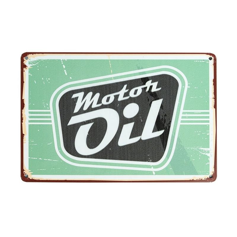 Image of Eazywagon Decorative Retro Metal Signs Wall Plate - 12x8 Inch (Motor Oil) | Weatherproof Vintage Metal Sign Plate for Cafe, Home, Bar, Garage | Decorative Wall Hanging Sign Board