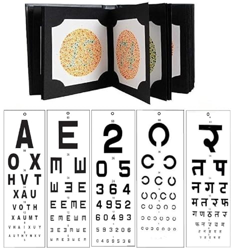 Image of Ishihara eye test chart book 38 plates for color deficeiency || adults and professionals color vision book || eye test book (Ishihara book with eye vision chart inch(Pack of 5)