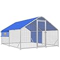 Large Metal Chicken Coop with Galvanized Hardware Cloth, Chicken Coop Run Pen for Yard with Waterproof Cover, Outdoor Large Walk-in Chicken Coops for 20 Chickens Duck Pen House Cage Run
