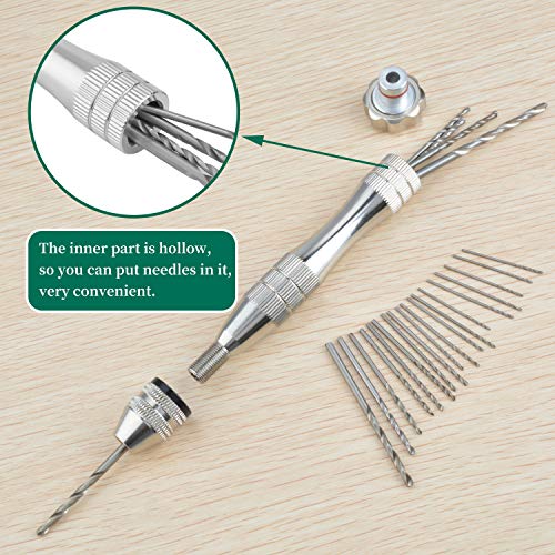 Pin Vise Hand Drill for Resin Casting Molds, Precision Drill with 24 Pieces Twist Drill Bits and 100 Pieces Eye Screw Pins for Resin Plastic Wood Keychain Pendant Jewelry Making