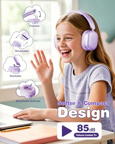 Casque sans fil Bluetooth 5.4 enfant pliable violet Wentronic - 5