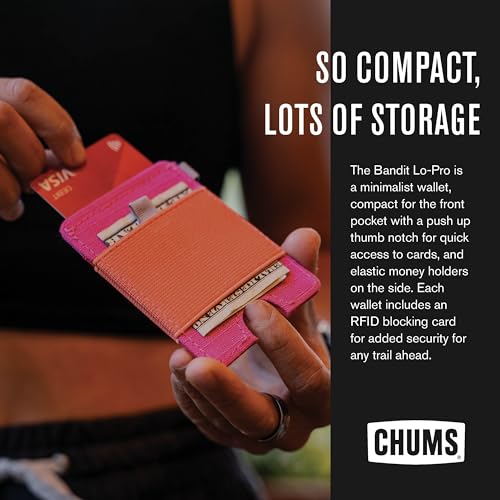 Chums Bandit Lo-Pro Minimalist Wallet - Compact RFID Wallet with Keyring & Elastic Strap for Cash (Olive/Teal/Putty)2