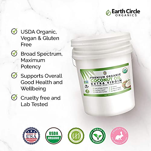 Earth Circle Organic Extra Virgin Unrefined Coconut Oil (5 Gallon) #TOP1