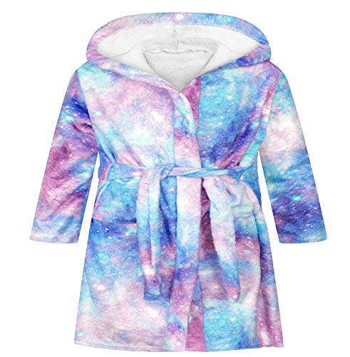 Boys Girls Bathrobes, Toddler Kids Hooded Robes Plush Soft Coral Fleece Pajamas Sleepwear for Girls Boys 1-15Years (3-5T, C-G)