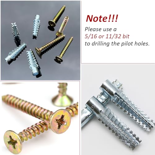 YZTONGPAO 60 Pack Hollow Wall Anchor with Screws,Loose Hinge Hole Repair Kit for Concrete Wall, Metal Expansion Bolt for Drywall (5/16 inch)