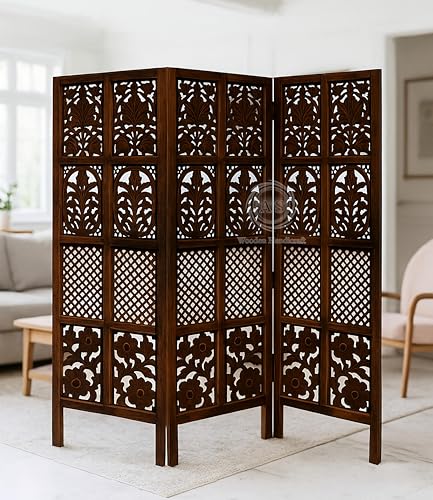 Image of Wooden Partition for Living Rooms Wall Dividers,Screen Separator Wall Divider for Hall Wall Panels for Living Room /Kitchen /Bedroom /Office /Restaurant (5-feet 3 Panel)