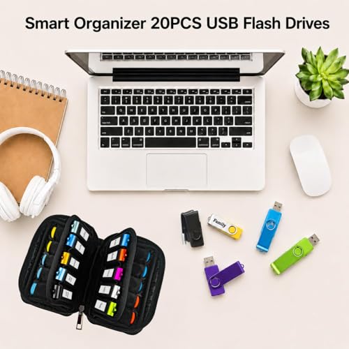 Image of Black Pen Drive Box, 20 Slots USB Flash Drive Organizer for Travel Business Commute Storage, Pen Drive Case for Tech Professionals and Students, Pendrive Pouch