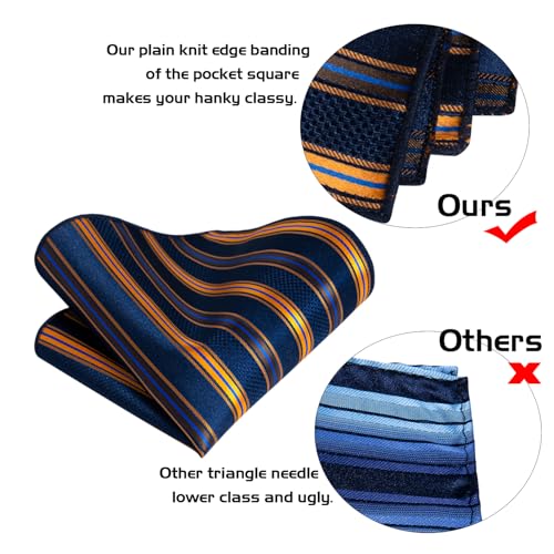 Image of 5PCS Mens Premium Silk Tie, Pocket Square, Cufflinks, Drilled Tie Ring and Lapel Pin Set for Wedding Groom Party
