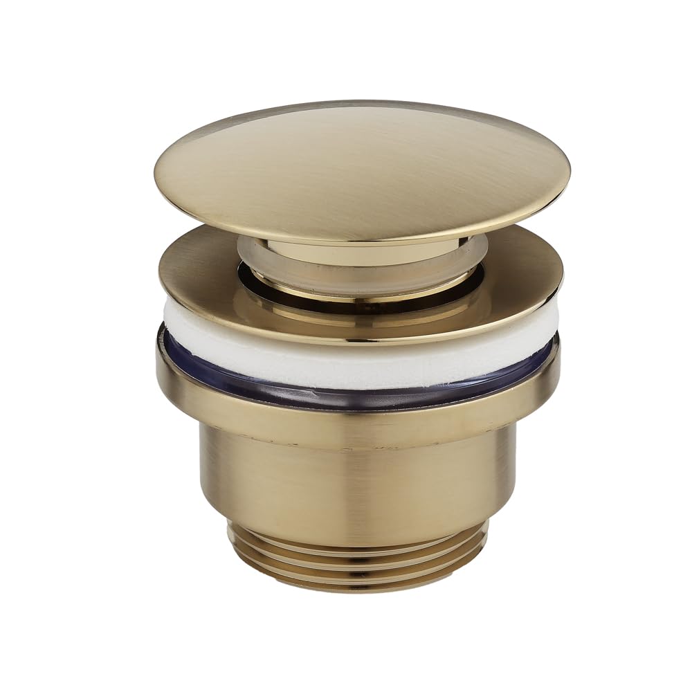 Milano Push Button Universal Slotted Unslotted Bathroom Basin Sink Waste - Brushed Brass