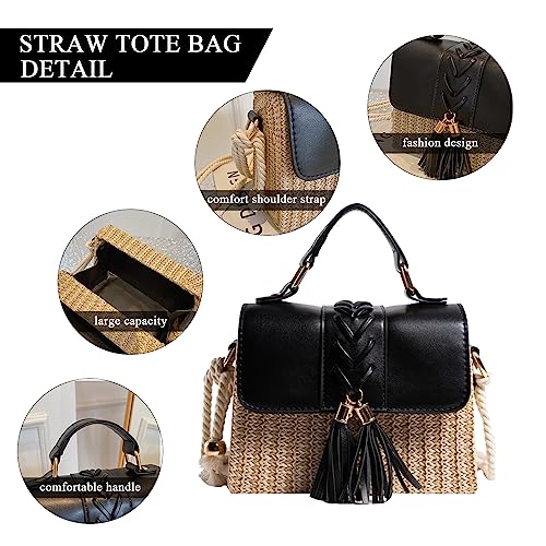 Image of Straw Crossbody Bags for Women Summer Straw Clutch Bag Woven Beach Purse Vacation Handbags | Straw