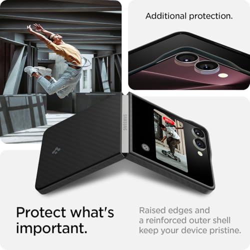 Image of Spigen Air Skin Aramid for Samsung Galaxy Z Flip 7 Case, Galaxy Z Flip7 Back Cover (2025) - Aramid Fiber+PC｜Black