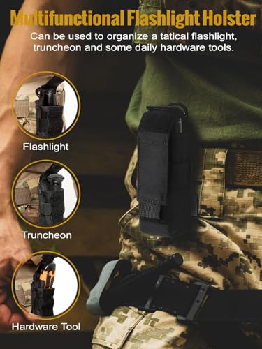 Image of OneTigris Flashlight Holster Flashlight Holder Molle Flashlight Holster Tactical Flashlight Pouch Holder for Belt 1000D Cordura Nylon