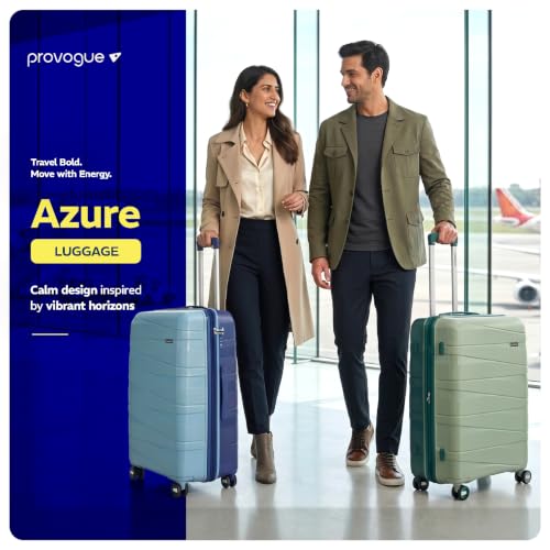 Image of Provogue Azure Hard-Sided PP Set of 2 Luggage Suitcase | Expandable Space with 8 Wheels Trolley Bags for Travel | Lightweight with Combination Lock |5 Year Warranty (Saphire Blue /Peacock Blue)