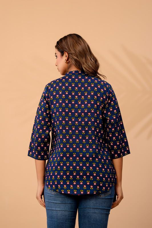 Image of Women's Cotton Printed Kurta Top | 3 /4 Sleeve Straight Kurti Casual Outings