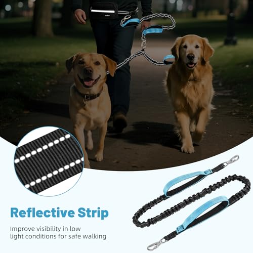 VavoPaw Hands Free Dog Leash for 2 Dogs with Pouch, Waist Leash for Dog Walking, Jogging, Hiking, Retractable Leashes with Dual Padded Handles, Adjustable Reflective Belt for Small, Medium, Large Dogs - Thumbnail 7