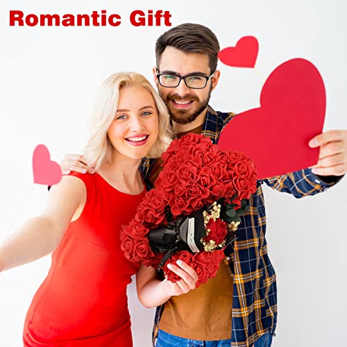 Valentines Day Gifts, Rose Bear, Valentines Day Gifts For Her, Rose Teddy Bear, Rose Forever Teddy Bear, Gift For Women, Mothers Day, Wedding And Anniversary, Birthday Present, Rose Bear Necklace #TOP2