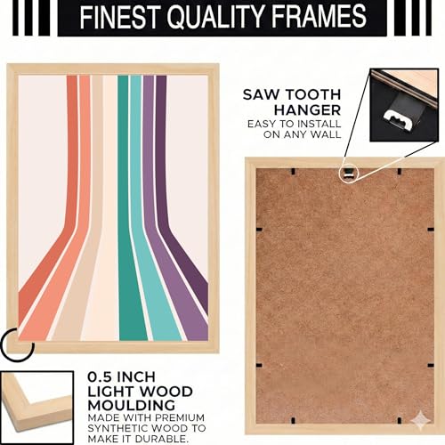 Image of BLINKART Rainbow Arch Aesthetic Modern Art Walls With Frame | Natural Wood Texture | Living Room Bedroom Office Wall Decoration | Poster Home Decor Frames Wall Bedroom | 12x8 Inches (D72)