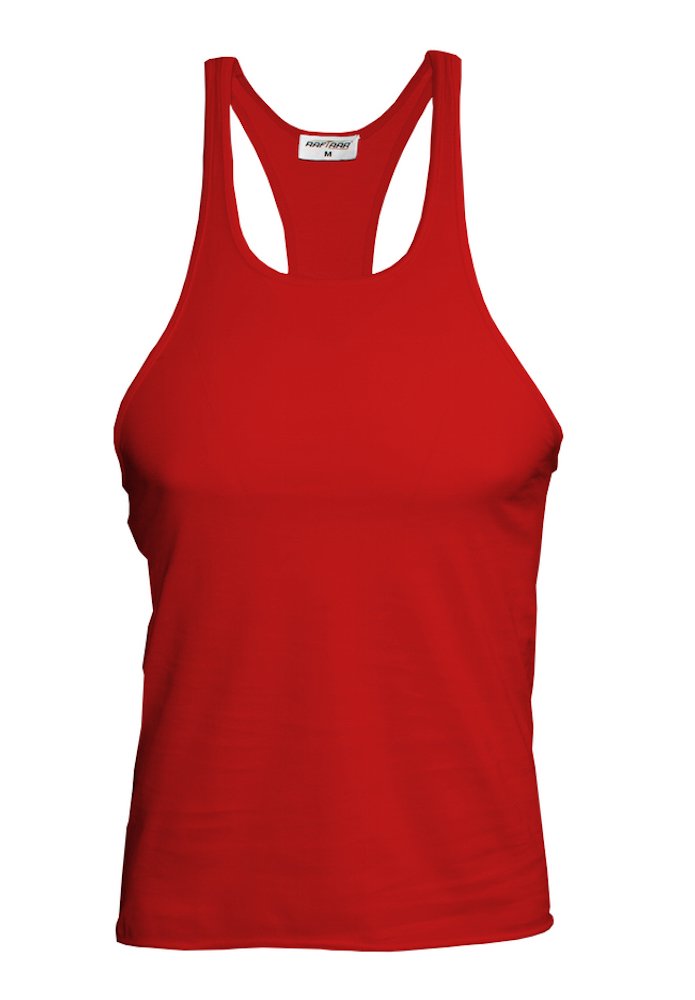 Raftaar Mens Gym Stringer Muscle Vest Tank Top Sports Top Bodybuilding Racerback (Large, Red)