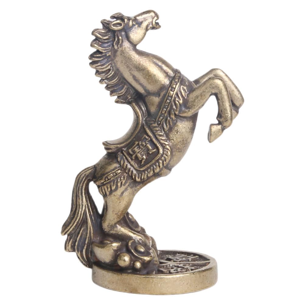 Retro Brass Horse Ornament Desktop Decor Energetic Steed Sculpture Craft for Home Office Feng Shui Lucky Charm