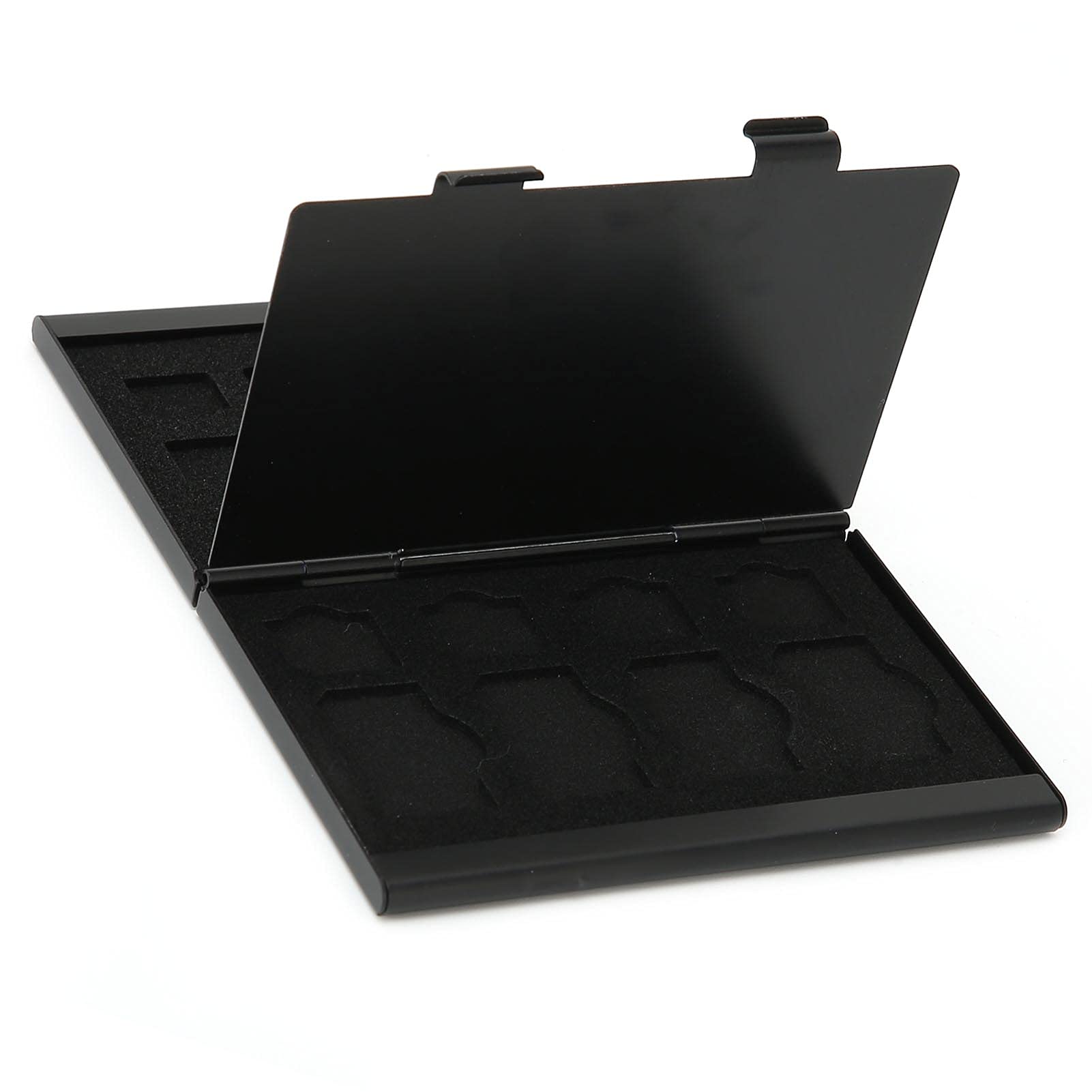 SIM Card Box Memory Card Storage Case Organizer Container Antimagnetic Shockproof Portable Storage Cards Box for Travel Use Aluminum Black 9.3x6x1.1cm