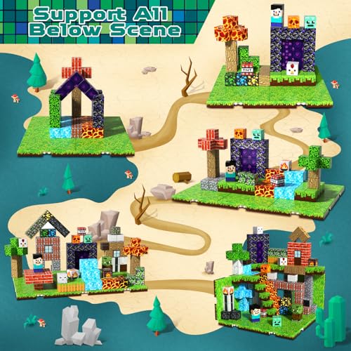 GraceDuck Magnetische Bausteine 150 Teile - Wald & Minentunnel Set mit 6 Grasplatten - Magnetbausteine für Jungen und Mädchen ab 3-9 Jahre - Magnetic Blocks kreatives Montessori Geschenk für Kinder