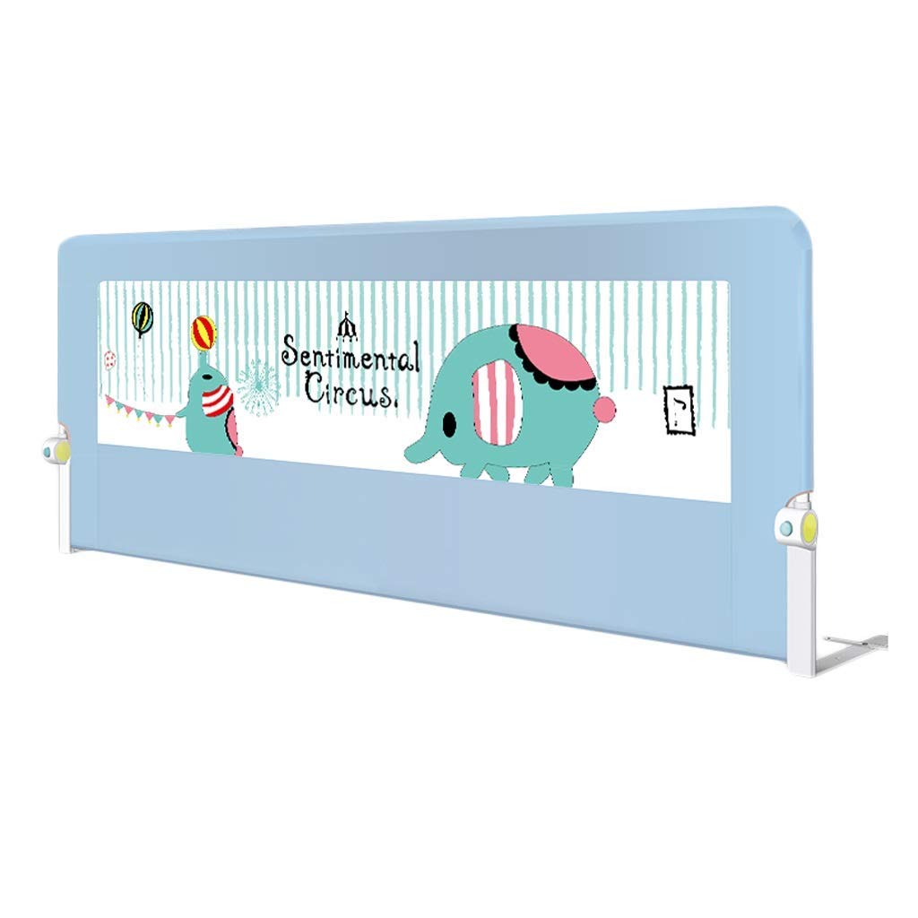 Barandillas De Cama para Niños, Barandilla De Seguridad con Malla Ventilada Barandilla De Cabecera Plegable Protector De Cama Cama Grande Deflector Universal (Color: Azul-180CM)