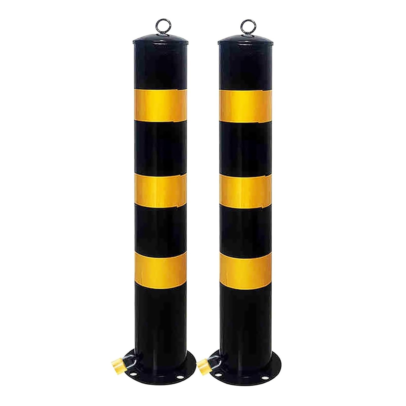 Bollard de sécurité amovible H50cm lot de 2 poteaux en acier jaune avec cadenas