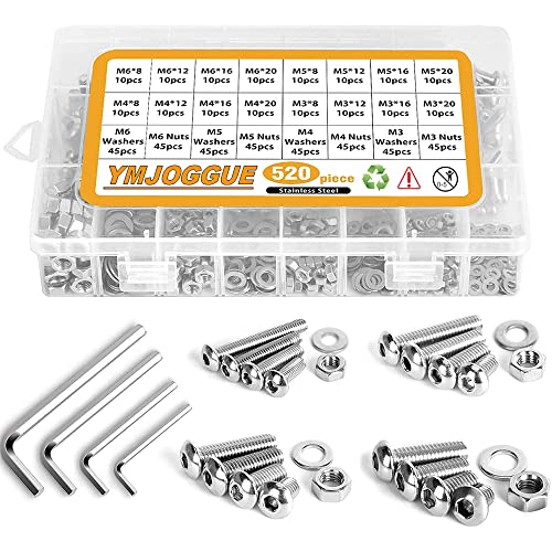 Amazon | YMJOGGUE 六角穴付きボルトセット 520個入 六角穴付組込