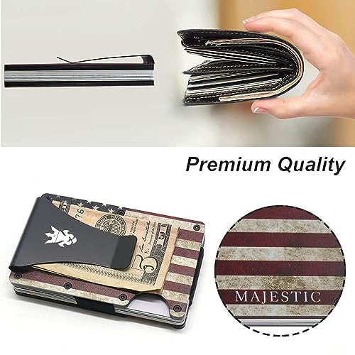 Vintage American Flag - Slim Wallet - RFID Blocking - Front Pocket - Card Holder - Slim Moey Clip3