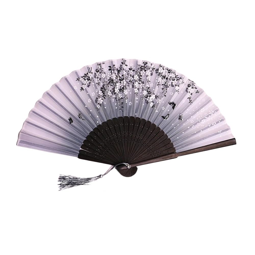 Jobaojiang Folding Fan Lace Flower Decor Style Fan Hand Held Anitque Art Craft Summer Female Dance Home(Clear)