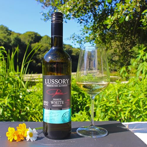 Image of Lussory Premium Chardonnay Alcohol Removed 0.0% Dealcoholized Non Alcoholic White Wine From Spain, Low Calories, Low Sugar, Halal Certified (750ml, 2 Bottles)