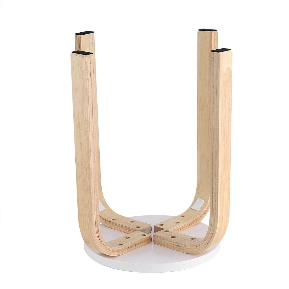 lyrlody Taburete Redondo de Madera, Taburete Apilable con 4 Patas y Alfombrilla Antideslizante Muebles para Hogar Cocina Bar, 40 x 45.5cm(Blanco)