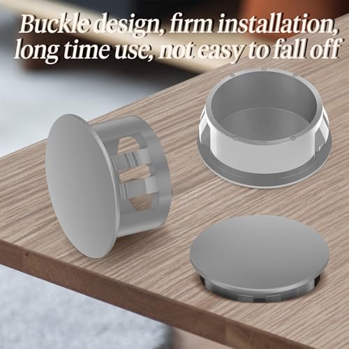 Image of 50PCS 7 /8 inch Grey Plastic Plugs Hole, Round PA66 Plug Furniture Hole Decorative Cover