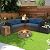 Tangkula 28 Inch Round Propane Gas Fire Pit, Patiojoy 40,000 BTU Stone Look Outdoor Propane Fire Pit with Lava Rocks & PVC Cover, Faux Stone Gas Fire Pit Table for Patio, Courtyard, Garden (Brown)