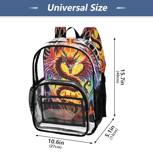 Wings Dragon Black Clear Backpack Heavy Duty See Through Transparent PVC BookBag for Kids Boy Girl School Work4