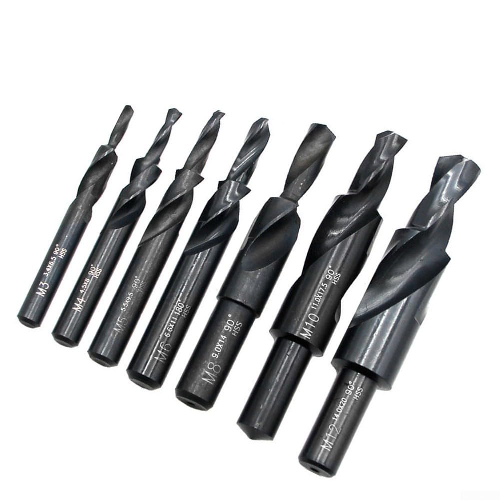 Hasaller Dual Function HSS Counterbore Spiral Step Drill Bit for Precise for Metal Drilling and Chamfering HSS Counterbore Spiral Step Drill Bit Set for Metal Drilling 90/180Degree(M10*180 Degree)