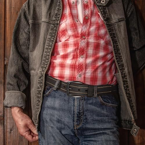 Wrangler Men’s Leather Belt Embossed Logo Casual Every Day Belt for Jeans4