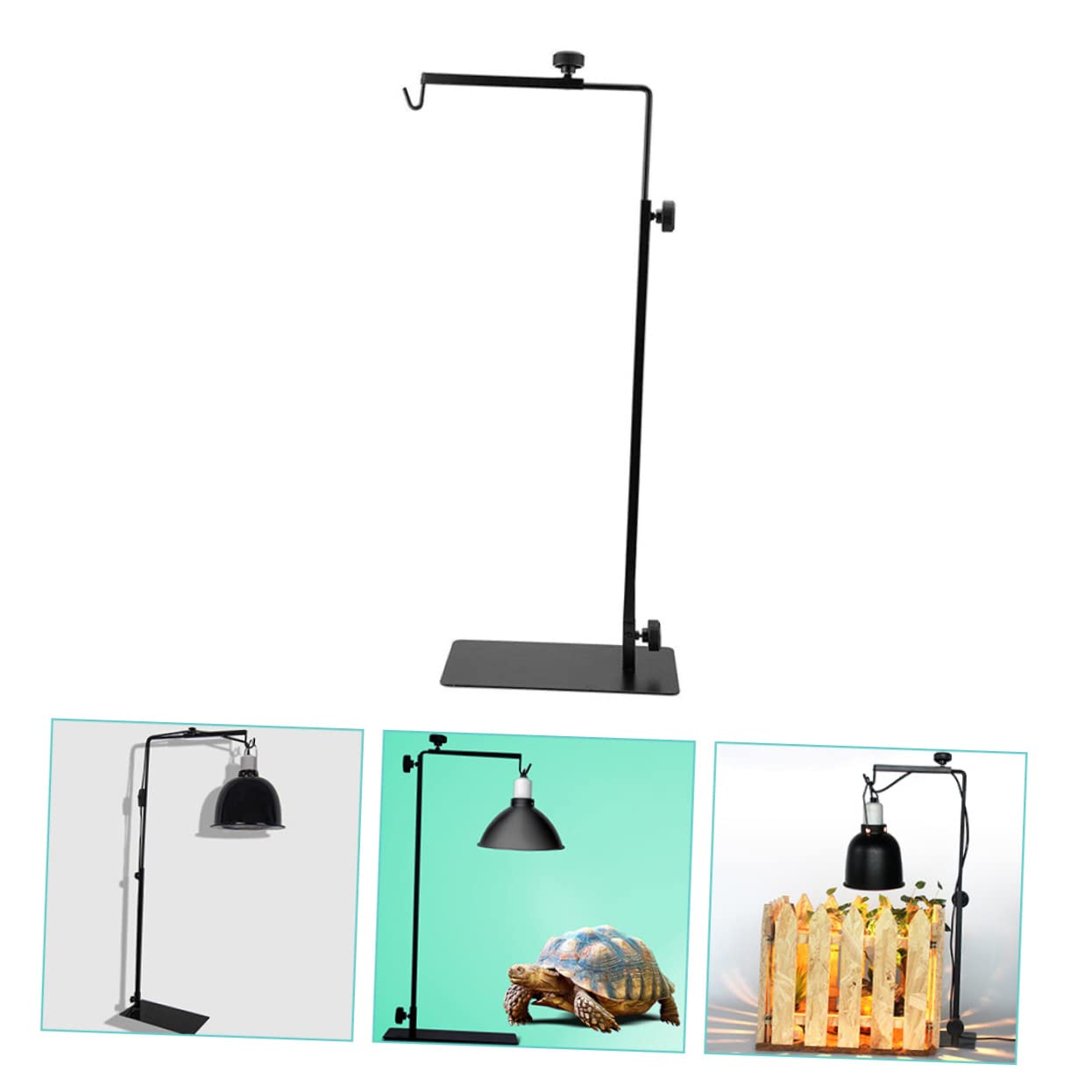 Abaodam Supporto Regolabile Alta Resistenza per Lampada Riscaldante Rettili in Metallo Nero e Facile Installazione, per Box di Rettili e Animali Arrampicatori