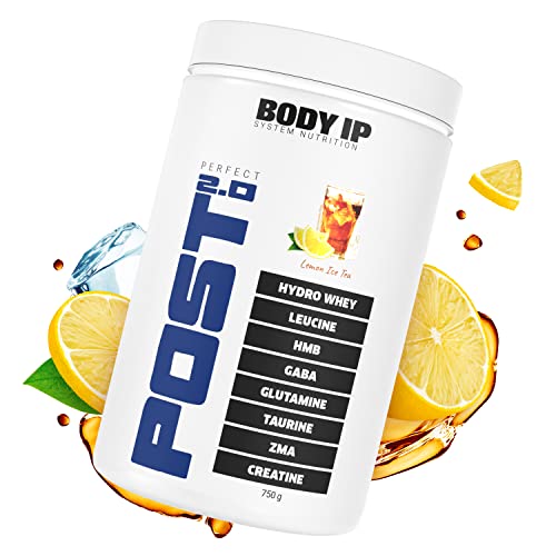 BODY IP Perfect Post 2.0 | Lemon Ice Tea | Post Workout Shake 750g | Muskelaufbau | Creatine | hochdosiert | Whey Hydrolysat, EAAs, Glutamin, Leucine, Taurine, HMB, GABA und ZMA