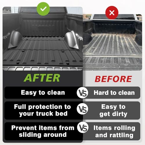 Image of TripleAliners Truck Mat Compatible with 2004-2014 Ford F150 Accessories 5.5FT Accessories, Truck Bed Mat Heavy Duty Custom Fit All Weather Protection TPE Pickup Liner