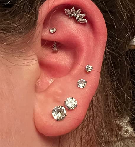 MODRSA 20g 16g Cartilage Earrings for Women Silver Gold Helix Piercing Jewelry Surgical Steel Hypoallergenic Flat Back Earrings Cartilage Hoop for Women Forward Helix Earring Tragus Jewelry Screw Back4