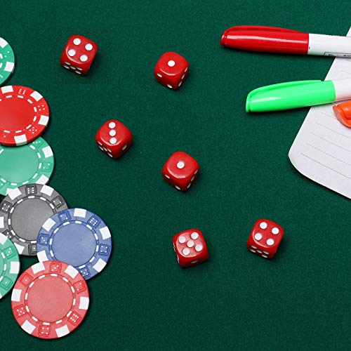 Reriver Leather Dice Cup Set Red Felt Lining Quiet Dice Shaker Cup With 6 Red Standard Dot Dice For Farkle Yahtzee Games, 1 Pack #TOP5