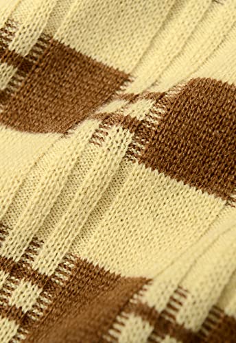 ZHILI Men's Retro Argyle Sweater Loose Crewneck Pullover Long Sleeve3