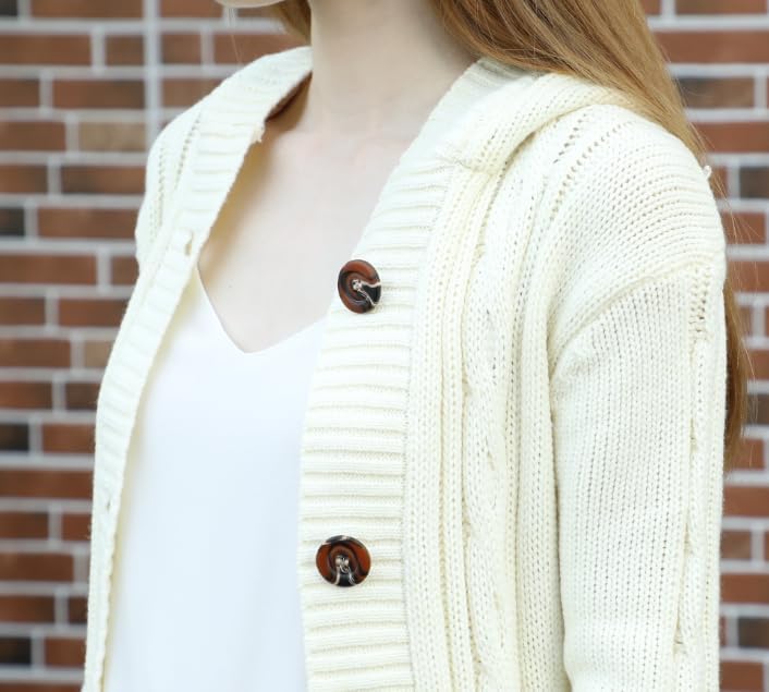 Women's Hooded Open Front Cardigan Long Sleeve Cable Knit Sweaters Outwear with Pockets - Image 5